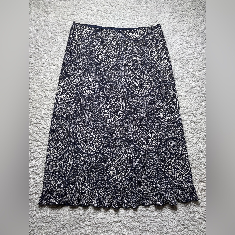 Vintage New York and Company Skirt Paisley Print Y2K Style Midi Flowy Stretch